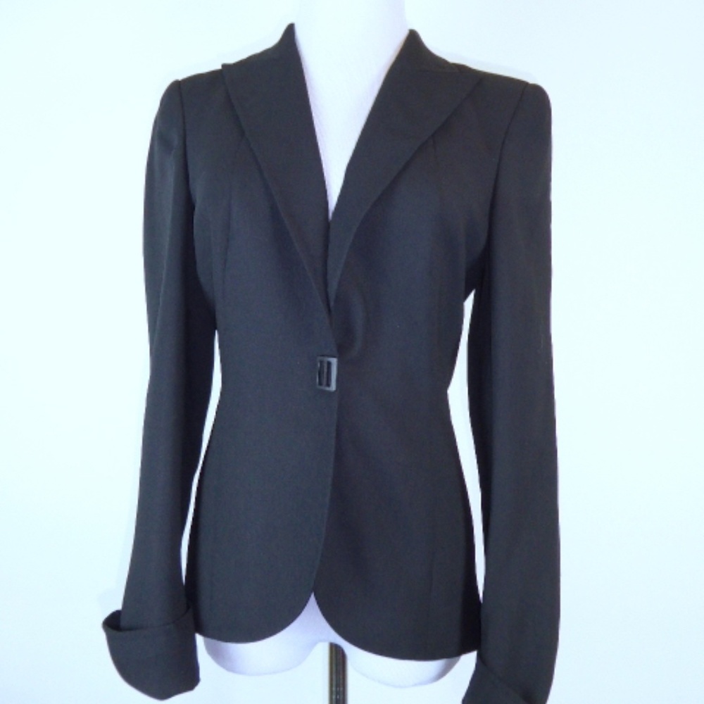 AKRIS SWITZERLAND black wool JACKET BLAZER 6 Vintage